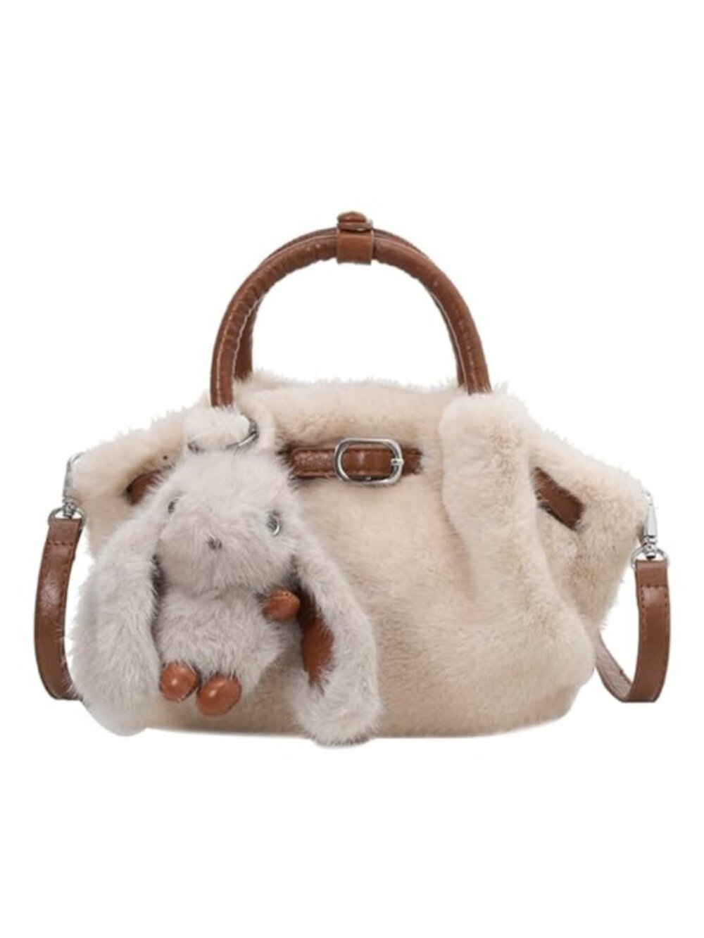 Faux Fur Fluffy Crossbody Mini Tote Bag Plush Purse for Women